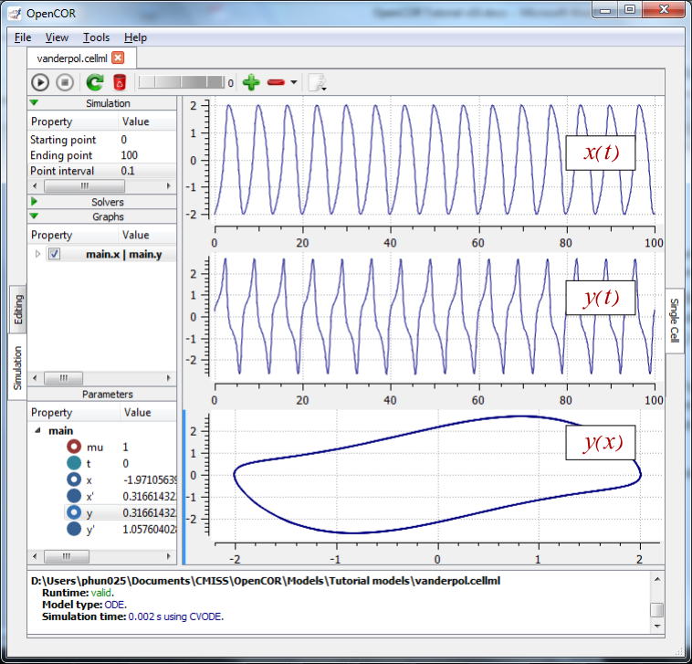 Graphical output from simulation run