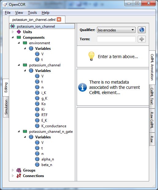 OpenCOR annotation view